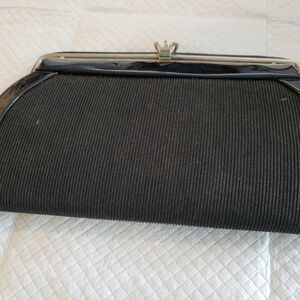 Vintage Mayfair Of Canada Black Corded Clutch Evening Bag